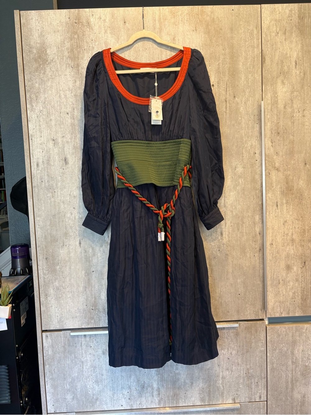 Tory Burch Navy Dress with Orange Trim